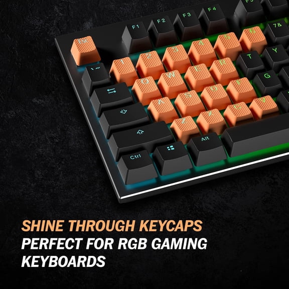 ASIASN-Rubber Keycaps Set | Anti-Slip Texture | Doubleshot Backlit Keycap Set | 23 Keys OEM Profile Key Set | for Mechanical Keyboard | Compatible with Cherry MX, Gateron, Kailh | Orange