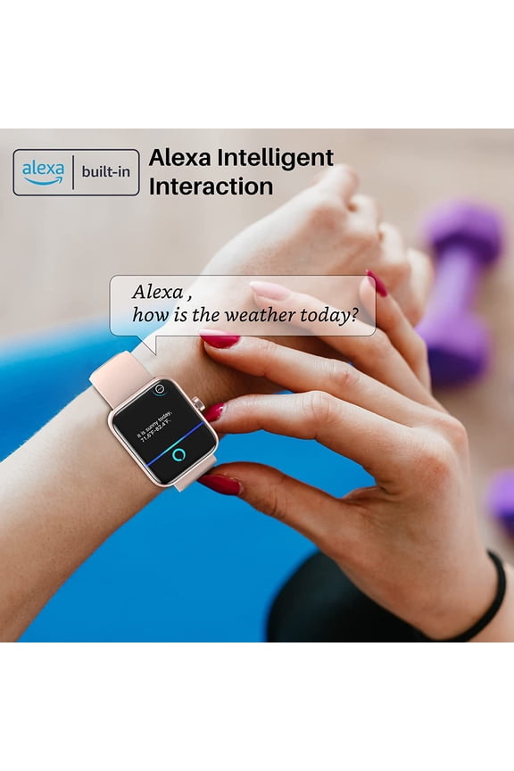 -S2 40mm Mini Smart Watch Alexa Built-in Fitness Tracker with Sleep Monitor 5ATM Waterproof HD Color Touchscreen for Men Women Compatible with iPhone&Android Rose Gold