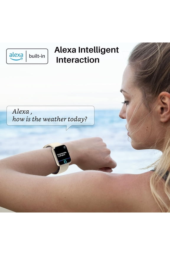 -S2 44mm Smart Watch Alexa Built-in Fitness Tracker with Sleep Monitor,5ATM Waterproof HD Touchscreen for Men Women Compatible with iPhone&Android Champagne