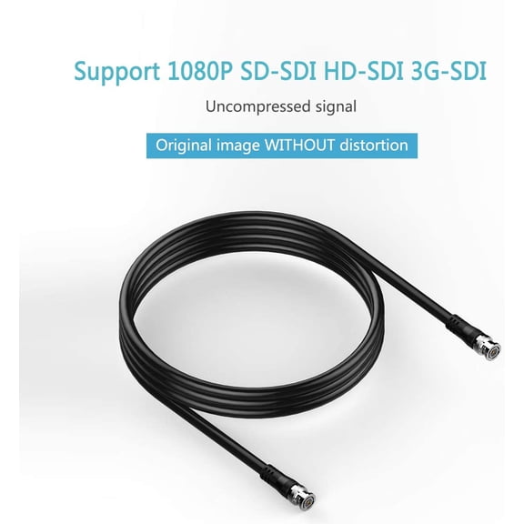 ASIASN-SDI Cable 10ft, HD-SDI Cable 3G 75 Ohm Coax Cable 75-5 BNC to BNC Cable Copper Connectors Anti Oxidant 1080P for Video Security Camera CCTV Systems