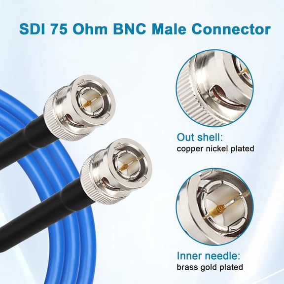ASIASN-SDI Cable 3FT 2PCS, HD-SDI / 3G-SDI / 6G-SDI BNC to BNC Digital Video Cable, High-Speed Signal Transmission, Low Signal Loss for Broadcast, Studio, Surveillance & HD Video Systems