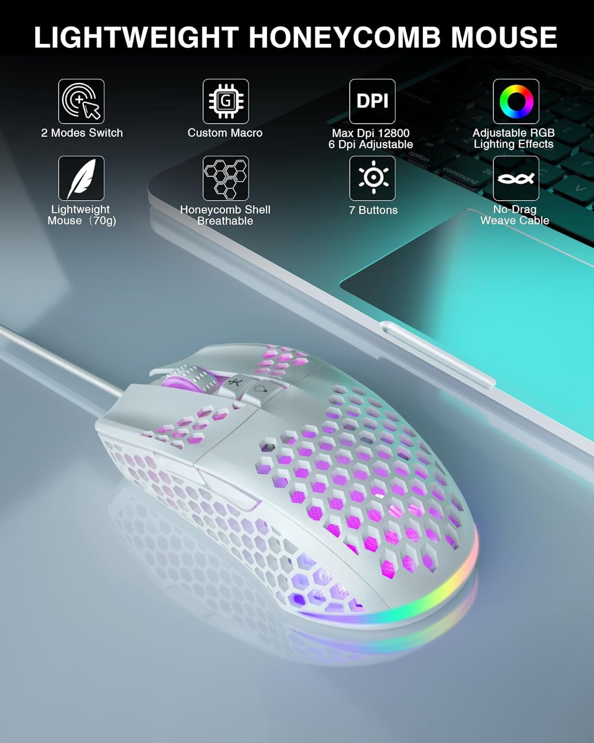 ASIASN-SM900 Gaming Mouse Wired with RGB,Adjustable 12800 DPI Wired ...
