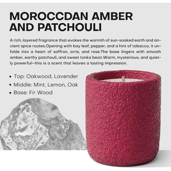 ASIASN-Scented Candles for Home, Natural Soy Wax Candle Gift, Non-Toxic Cement Jar Candles, Luxury Aromatherapy for Stress Relief, Housewarming Gifts, Highly Scented, Home Dcor, Amber Patchouli