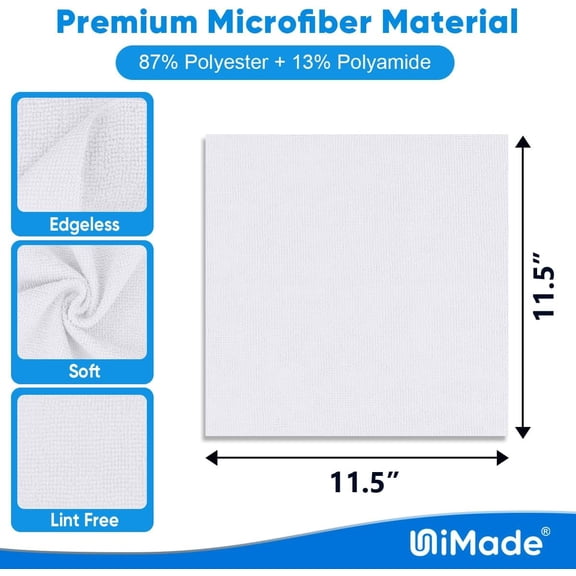 ASIASN-Shop Towel Rags, 50 Pack Reusable Shop Rags Bulk Microfiber Cleaning Cloth Lint Free Cleaning Towels for Car Kitchen Automotive Bar Mechanic Restaurant Garage, 11.5"x 11.5", White