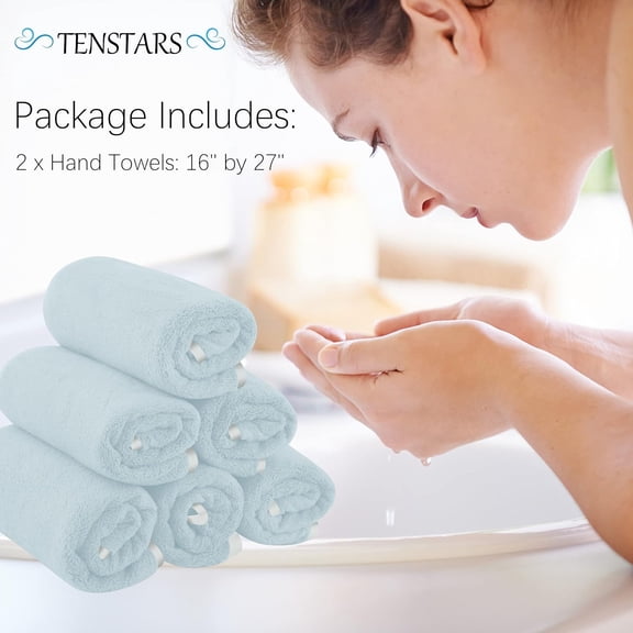 ASIASN-Silk Hemming Hand Towels for Bathroom - Quick Drying - Ultra Soft Microfiber Absorbent Towel for Bath Fitness, Gym, Shower, Hotel, and Spa - 16x28 Inch | Set of 6, Light Teal