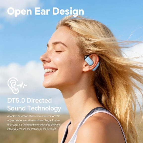 ASIASN-Single Bluetooth Phone Earpiece Earbud One Ear Piece Open Ear Bud Air Bone Conduction Earbud Earless Out of Ear Headphones Bluetooth Wireless Headsets with Microphone Earhook for Work