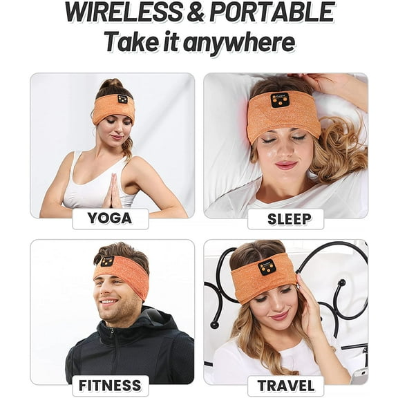 ASIASN-Sleep Headphones Bluetooth Headband, Upgrage Soft Sleeping Wireless Music Sport Headbands, Long Time Play Sleeping Headsets with Built in Speakers Perfect for Workout, Running, Yoga