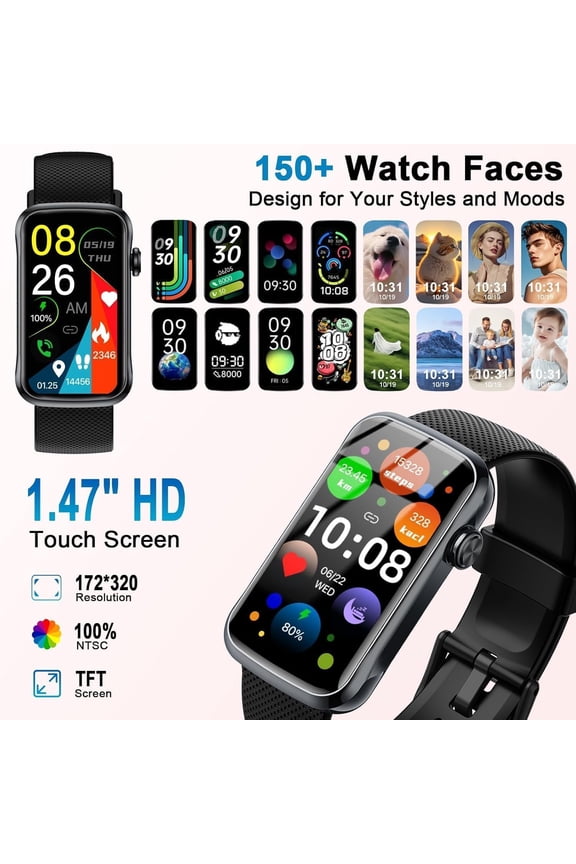 -Smart Watch, Smartwatch for Women Men with 24 Sport Modes, IP68 Waterproof Fitness Tracker with 24/7 Heart Rate/Sleep/SpO2 Monitor, Step Tracker, Pedometer, Activity Tracker for Android iOS