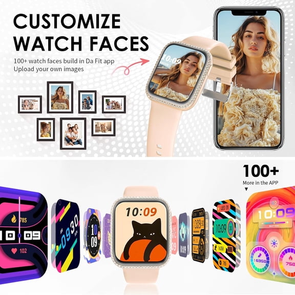 ASIASN-Smart Watch for Women, 1.75" AMOLED Fitness Tracker for Android iOS, Answer/Make Call with Heart Rate Sleep Monitor 130+ Sports Mode, IP68 Waterproof Smartwatch (Orange Band)