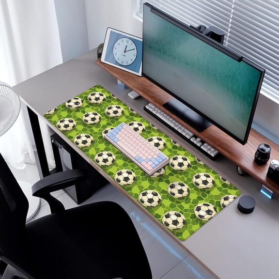 ASIASN-Soccer Gaming Mouse Pad, Desk Mat, Non-Slip Rubber Base Cool Aesthetic MousePads for Computer Laptop Keyboard Office School Home Desktop Accessories Decor 31.5" x 11.8"