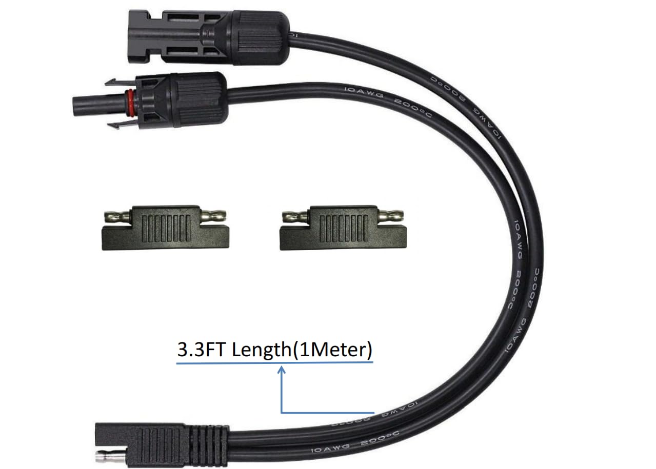 ASIASN-Solar Panel Connectors 10AWG Compatible with MC-4 Connecter to SAE Adapter PV Extension Cable Wire for RV Caravan Solar Panels Battery Charger kit with Two SAE to SAE Polarity Reverse Adapters