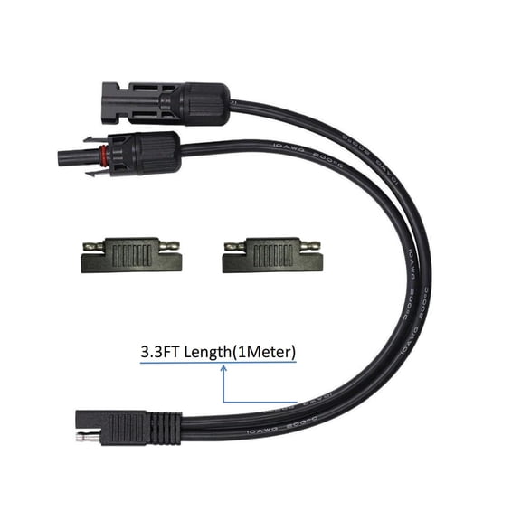 ASIASN-Solar Panel Connectors 10AWG Compatible with MC-4 Connecter to SAE Adapter PV Extension Cable Wire for RV Caravan Solar Panels Battery Charger kit with Two SAE to SAE Polarity Reverse Adapters