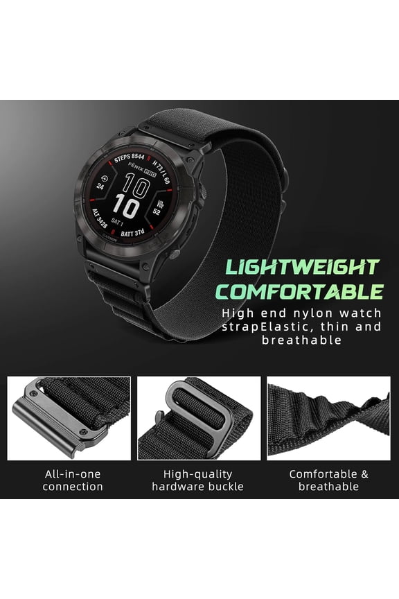 -Sport Nylon Band for Garmin Fenix 8 Pro 47mm 51mm/Tactix 8/Quatix8/Enduro 3/Fenix E/Epix 2/Marq Series/Approach S62 S60 Strap Comfor Tough Replacement Bands with G-hook (QuickFit 22mm/26mm)