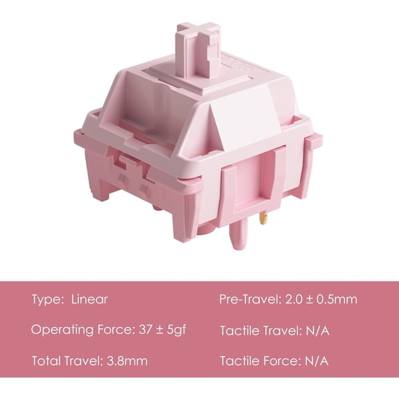 ASIASN-Stellar Rose Switch for Mechanical Gaming Keyboard, 5-Pin 37gf Linear Pre-Lubed Key Switches Custom Keyboard Switch(45pcs)