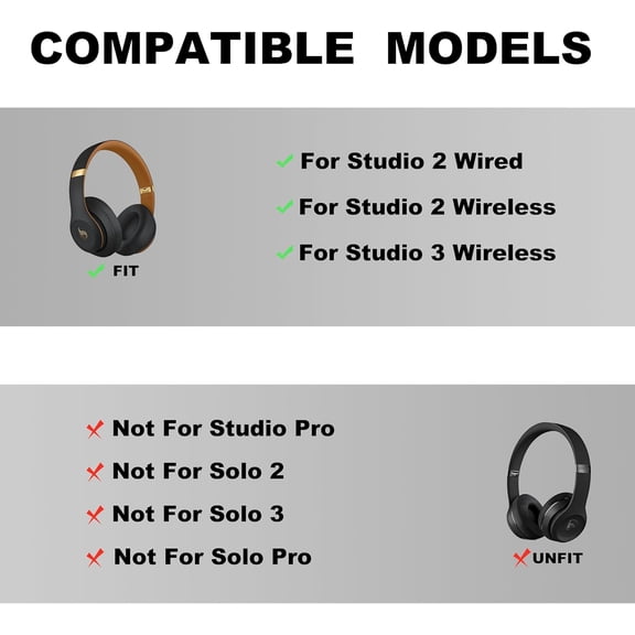 ASIASN-Studio 3 Headband Replacement - Durable & Comfortable Cushion, Compatible with Studio 3 Wireless(A1914) & Studio 2 Wired/Wireless (B0500/B0501) Headphones (Studio 3-Midnight Black)