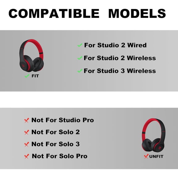 ASIASN-Studio 3 Headband Replacement - Durable & Comfortable Cushion, Compatible with Studio 3 Wireless(A1914) & Studio 2 Wired/Wireless (B0500/B0501) Headphones (Studio 3-Defiant BlackRed)