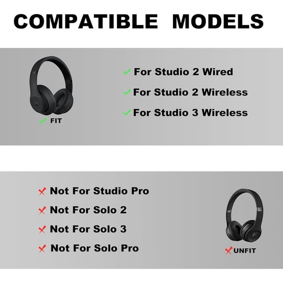 ASIASN-Studio 3 Headband Replacement - Durable & Comfortable Cushion, Compatible with Studio 3 Wireless(A1914) & Studio 2 Wired/Wireless (B0500/B0501) Headphones (Studio 3-Matte Black)