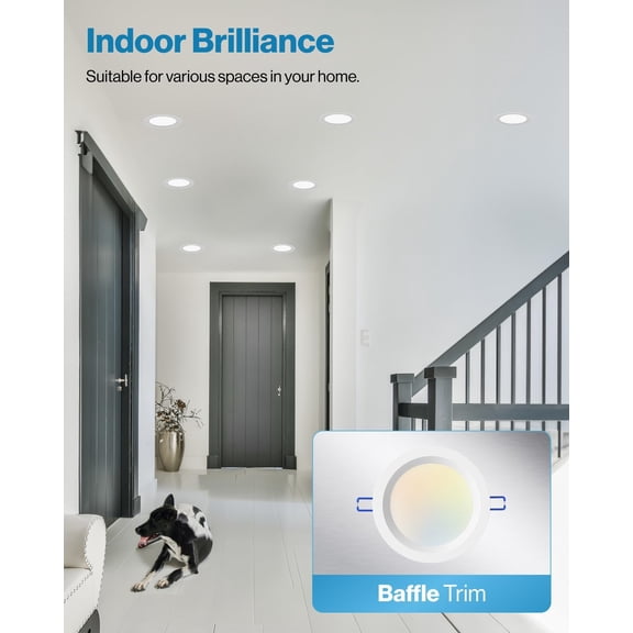 ASIASN-Sunco 2 Pack 6 Inch LED Recessed Ceiling Lights, Baffle Trim, 1350 LM, Selectable CCT 2700K/3000K/4000K/5000K/6000K Dimmable 14W, Canless with Junction Box