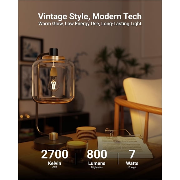 ASIASN-Sunco 6 Pack A15 LED Light Bulb LED, Edison Style Bulb, Dimmable Vintage Filament Lighting, 800 LM, 7W (60W Equivalent), 2700K Soft White, E26 Medium Base, Wet Rated UL