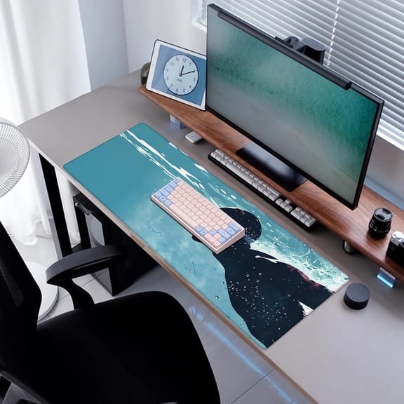 ASIASN-Swimming Gaming Mouse Pad, Desk Mat, Non-Slip Rubber Base Cool Aesthetic MousePads for Computer Laptop Keyboard Office School Home Desktop Accessories Decor 31.5" x 11.8"