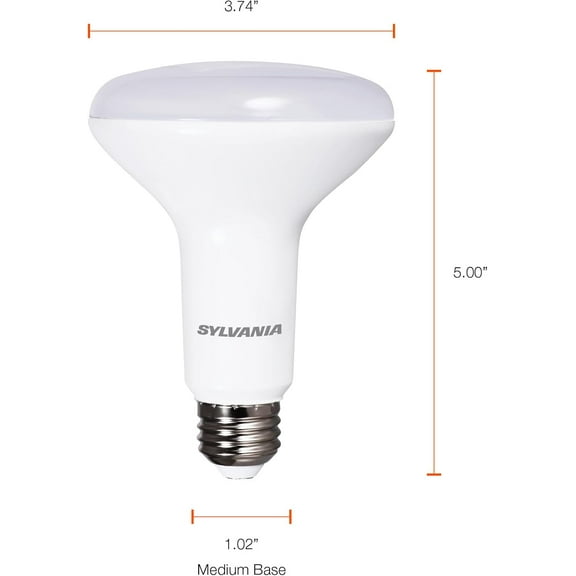 ASIASN-Sylvania ECO LED BR30 Light Bulb, 65W = 9W, Dimmable, Frosted Finish, 650 Lumens, 4000K, Cool White - 4 Pack (41102)