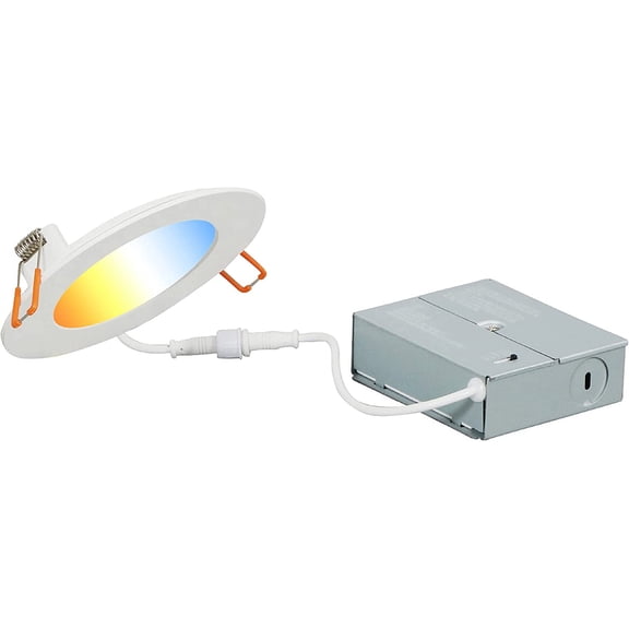 ASIASN-Sylvania LED 4" Slim Microdisk, Junction Box Recessed Downlight Kit, 13W, Dimmable, 5 CCT Color Select (2700K / 3000K / 3500K / 4000K / 5000K), 90 CRI - 1 Pack (61404)