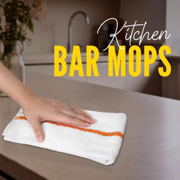 ASIASN-Terry Bar Mop Towels (Value Pack of 12) Size 16"x19" Absorbent and Durable, Multipurpose Cleaning Rags, Cotton Cleaning Cloths, Terry Cloth Rags, Reusable Shop Rag
