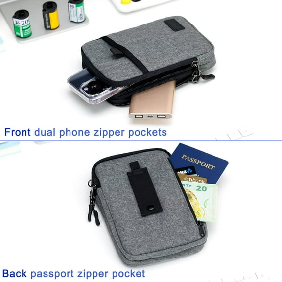 ASIASN-Travel Cell Phone Pouch, Dual Phone Holster Crossbody Bag with Shoulder Strap for iPhone 16 15 14 Pro Max Case Holder with Neck Lanyard Smartphone Walking Passport Wallet