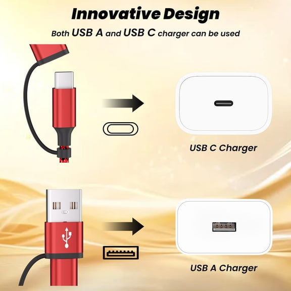 ASIASN-Travel Essentials USB C Splitter Multi Charging Cable,USB A/C to 4 Typ-C Ports for Multiple Devices[2Pack 5Ft], 4 in 2 Multiple Charger Cord for iPhone16/15 Series/Phones/Pads and Other USB C