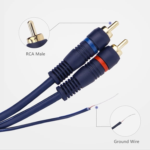 ASIASN-UIInosoo RCA Cable With Ground Wire, 10ft Turntable Gold Plated 2RCA Male to 2RCA Male Stereo Interconnect for Turntable, Preamp, Record Player, Amplifier