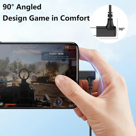 ASIASN-USB C Earbuds Headphone Wired 90 Right Angled Plug in Ear Buds HiFi Sound USBC Headphones Laptop Computer Work Wire Corded Earphones with Microphone for iPhone 17 16 15 for Samsung S25 Black