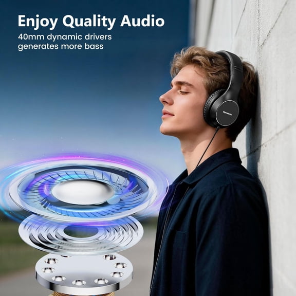 ASIASN-USB C Wired Over-Ear Headphones, Corded Stereo Headsets with Microphone, Volume Control, Comfortable Fit Foldable Headphone for iPhone 15/16/17, Samsung, Laptop, Tablets, Travel(Black)