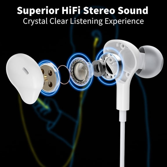 ASIASN-USB Headphones with Microphone for Laptop, 7.5ft Magnetic Wired Earbuds Noise Isolation in-Ear Earphones with Mute Volume Control Stereo Bass for PC Desktop Dell HP Acer Laptop Meetings/Music,