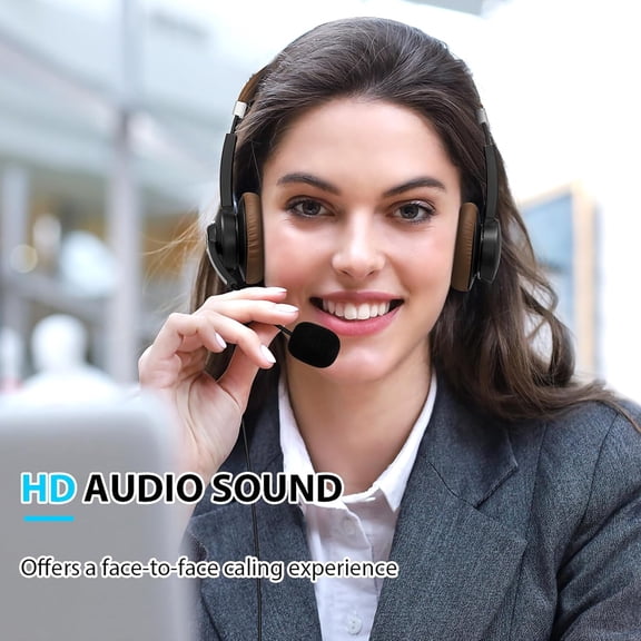 ASIASN-USB Headset with Microphone for PC Laptop, On-Ear Computer Headphones with Noise Cancelling Mic, Wired Headset with in-line Control for Home Office Online Class Skype Zoom