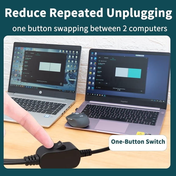 ASIASN-USB Printer Cable Splitter with Switch, 2 in 1 USB B to Dual USB A Male Splitter Cable for 2 Computers to 1 Printer, Compatible with Keyboard Mouse Scanner and More (4.5M/15Ft)