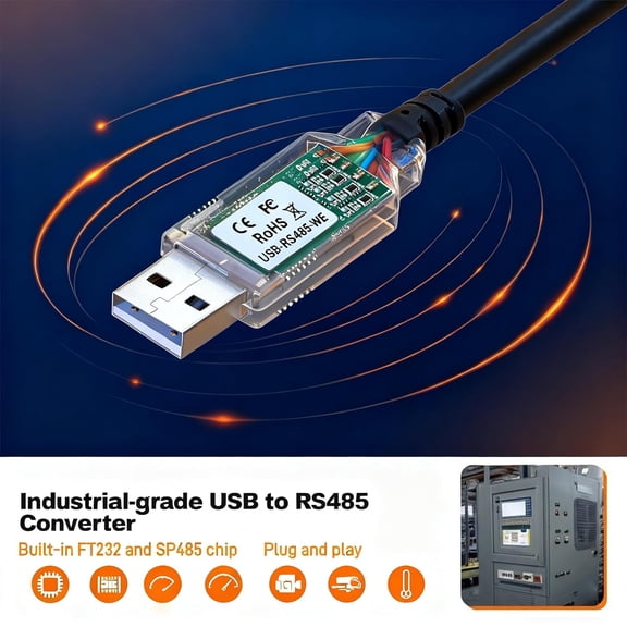 ASIASN-USB to RS485-WE Serial Cable, RS485-WE-1800-BT UART Serial Converter Cable,USB-RS485-WE Wire End,FT232 Chipset, 6 Way,1.8m/6ft