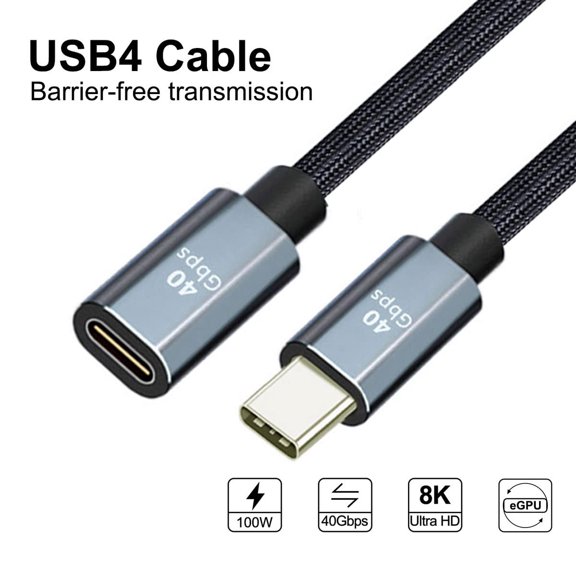 ASIASN-USB4 USB-C Type-C Male to Type-C Female Extension Cable 40Gbps with 100W Charging and 8K@60Hz
