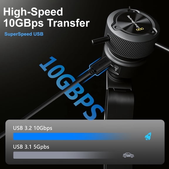 ASIASN-Ultra-Flexible Locking USB-C to USB-C Data-Transfer Cable for Blackmagic Pyxis Monitor, URSA Cine EVF, USB-C 3.2 10Gbps High-Speed Cable for Blackmagic Micro Studio Camera 4K G2 3.3ft