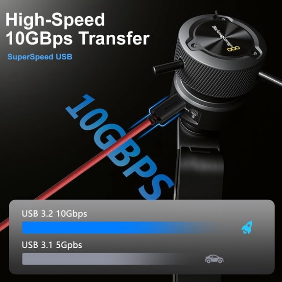 ASIASN-Ultra-Flexible Locking USB-C to USB-C Power Cable for Blackmagic Pyxis Monitor, URSA Cine EVF, USB-C 3.2 10Gbps Data Transfer Cable for Blackmagic Pyxis 6K or URSA Cine 12K, 12in Red