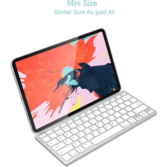 ASIASN-Ultra-Slim Bluetooth Keyboard Compatible with iPad 10.2-inch/iPad Air/iPad 9.7-inch/iPad Pro/iPad mini, iPhone and Other Bluetooth Enabled Devices Including iOS, Android, Windows Silver