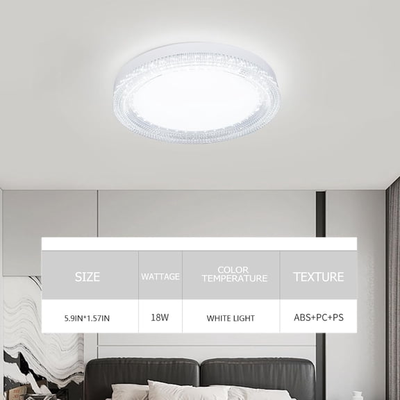 ASIASN-Ultra Thin 7 Inch LED Flush Mount Ceiling Light, 18W 5000K Hardwire Fixture, Round White Lamp for Kitchen Bedroom Hallway