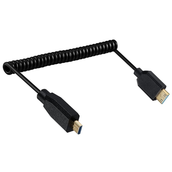 ASIASN-Ultra Thin HDMI Coiled High Speed Cable, Micro HDMI Male Type D to Mini HDMI Male Type C Connector Adapter Flexible Spring Extension Cables, 2.1V 8K@60Hz 4K@120Hz for Camera/Monitor(M to M)