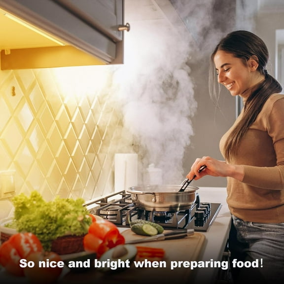 ASIASN-Under Cabinet Lights Plug-in, 4 Pack x 12inch Warm White 3000K LED Under Cabinet Lighting, Dimmable Under Counter Lights with Memory Function, LED Light Bars for Kitchen Pantry Desk