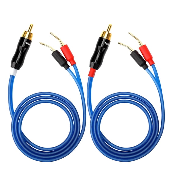 ASIASN-V1-W2 18 Gauge OFC Speaker Wire Pair with RCA Male (White & Red) to 2 Pair Pin (4Pin) Plugs, V1-W2 (1.5M(4.92ft))