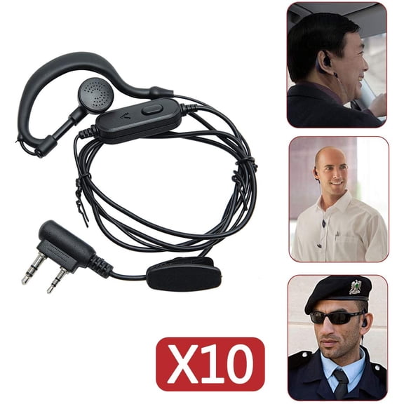 ASIASN-Walkie Talkie Earpiece with Mic 2 Pin K Port Headset for UV-5R BF-F8HP PRO AR-5RM UV-5RM K5PLUS UV-21R UV-5G Plus AR-152 UV-32 UV-17R BF-888S GM-15PRO UV-S9 Plus Etc (10Pack)