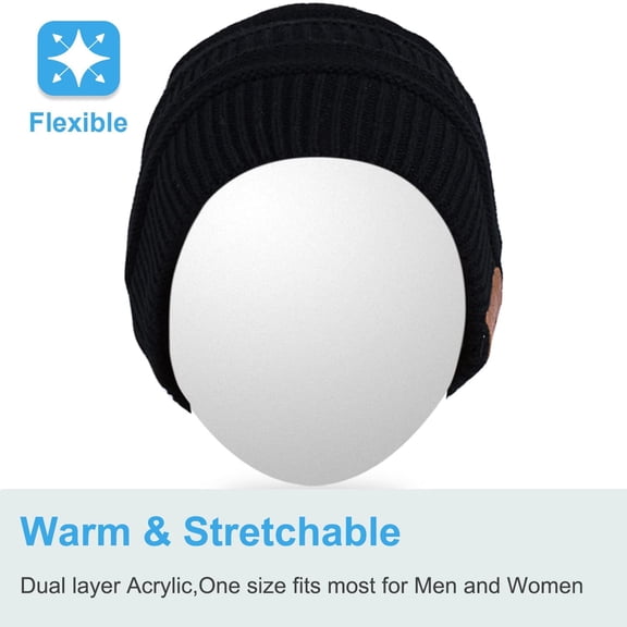 ASIASN-Washable Bluetooth Beanie Hat with Wireless Stereo Over Ear Headphones Headsets Earphone Speaker Hands Free