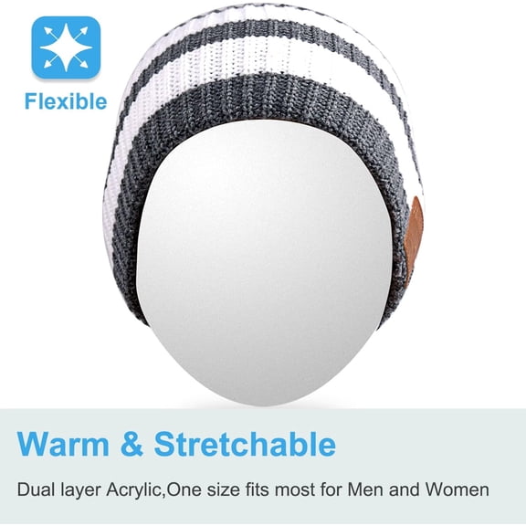 ASIASN-Washable Bluetooth Beanie Hat with Wireless Stereo Over Ear Headphones Headsets Earphone Speaker Hands Free