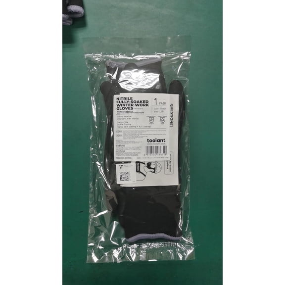 ASIASN-Waterproof Gloves for Men and Women, Freezer Gloves with Grip, Double Nitrile Dipped for Extreme Oil Repellent, for Construction, Mechanics, Mining, Plumbing, Black, Large