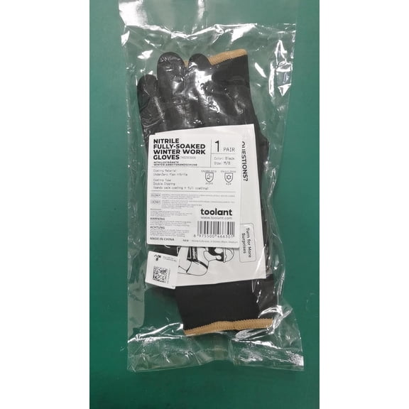 ASIASN-Waterproof Gloves for Men and Women, Freezer Gloves with Grip, Double Nitrile Dipped for Extreme Oil Repellent, for Construction, Mechanics, Mining, Plumbing, Black, Medium