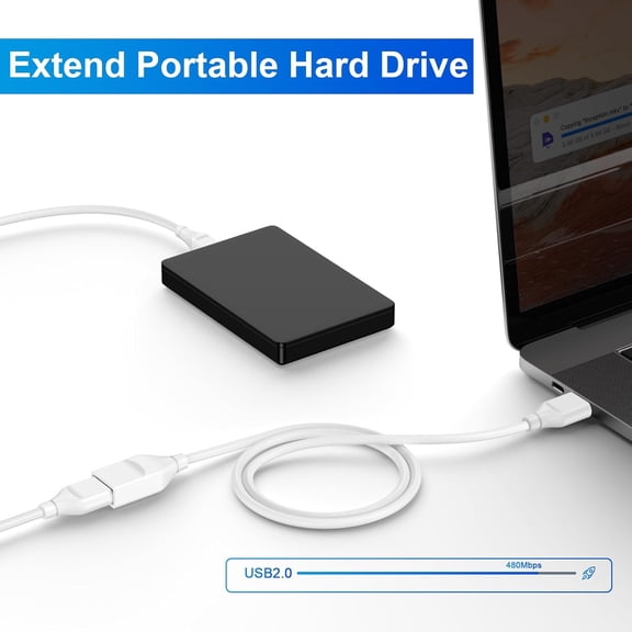 ASIASN-White 5-Pack USB Extension Cable 6FT,USB A Male to Female Extender Cord,High-Speed Data Transfer Extension Cord Compatible with Flash Drive,Keyboard,Mouse,Printer,Webcam,Hard Drive,USB Hub,Cam